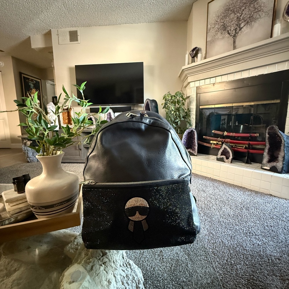 Fendi Black Backpack with Structured Design